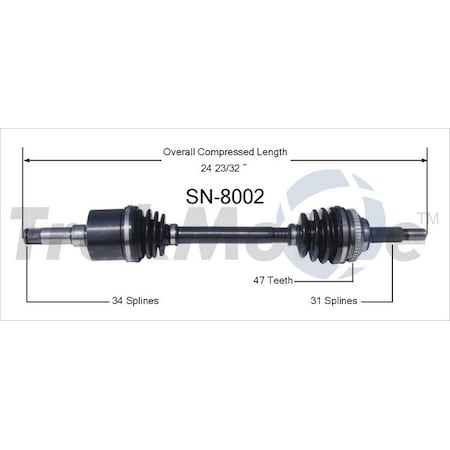 Surtrack Axle Cv Axle Shaft, Sn-8002 SN-8002